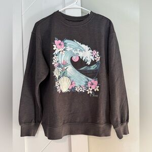 O’Neill Skylar Graphic Sweatshirt Wave Floral Brown Girls L NWT